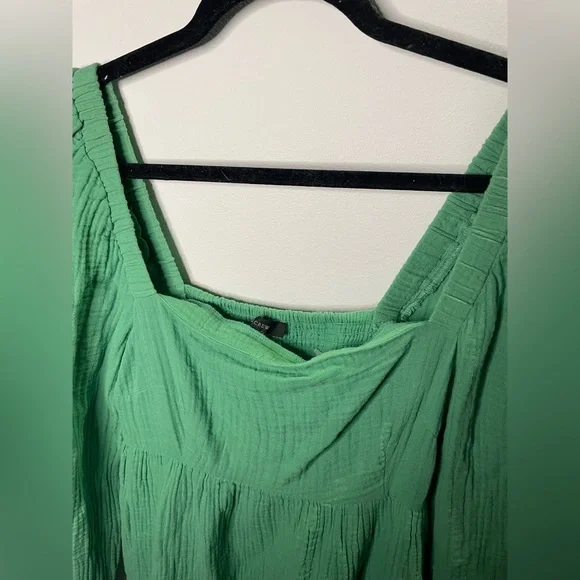 NWT J. Crew Green Squareneck Soft Gauze Dress Smocked Back Spring Summer - Picture 4 of 11